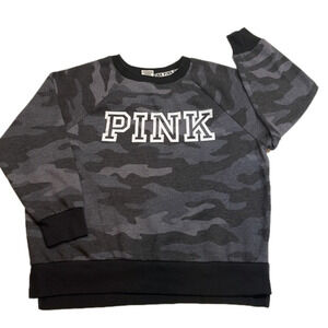 PINK • Size Small • blue black camo crew neck sweatshirt